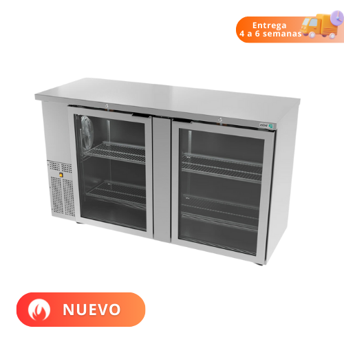 Asber Refrigerador Contrabarra Slim 2 Puertas de Cristal 390 Latas Acero Inoxidable ABBC-24-60-SG HC Nuevo