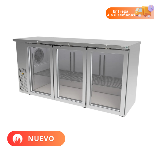 Asber Refrigerador Contrabarra Slim 3 Puertas de Cristal 540 Latas ABBC-24-72-SG HC Nuevo