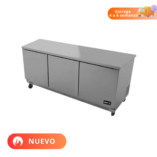 Asber Mesa Refrigerada Bajo Mostrador 3 Puertas Solidas 18.2 Pies Acero AUTR-72 HC Nuevo