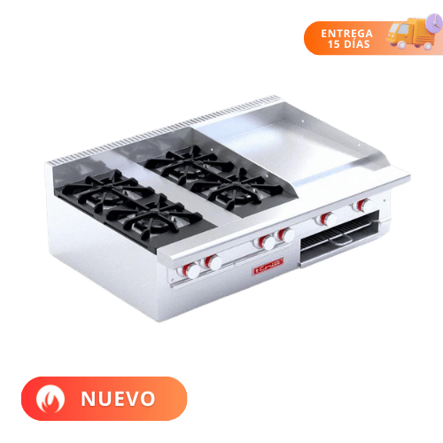 Coriat Estufa con 4 Quemadores Plancha Gratinador y Freidora MINICHEF DE MESA MASTER