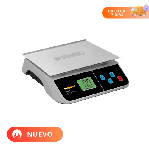 Rhino Báscula Cocina Porciones Recargable Acero Inoxidable 10 kg con puerto USB BAPO-10X