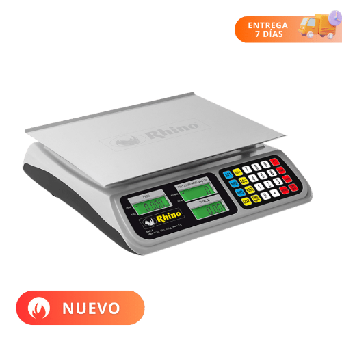 Rhino Báscula Mostrador Recargable Acero Inoxidable 40 kg BAR-8 
