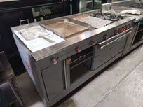 Drago Estufa 4 Quemadores, Horno, Asador de 1 Pie, Plancha de 1.5 Pies, Freidora y Gratinador UNIVERSAL S Outlet