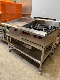 Estufa 4 Quemadores con Plancha 2 quemadores Acero Inoxidable Seminuevo